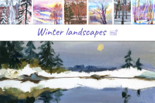 7 Digital Winter Landscapes: Cozy Illustrations for Cricut, Stickers & Handmade Business