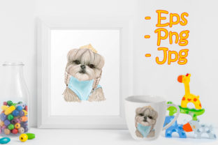 Adorable Cute Dog with Hair on Braids Illustrations Bring Playful Charm to Local Branding