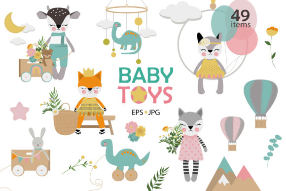 Baby Toys Clipart: A Versatile Illustration Set for Crafters & Handmade Sellers