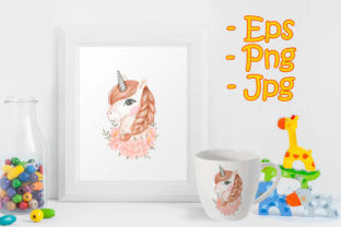Beautiful Unicorns with a Bouquet Illustrations for Crafters & Etsy Sellers