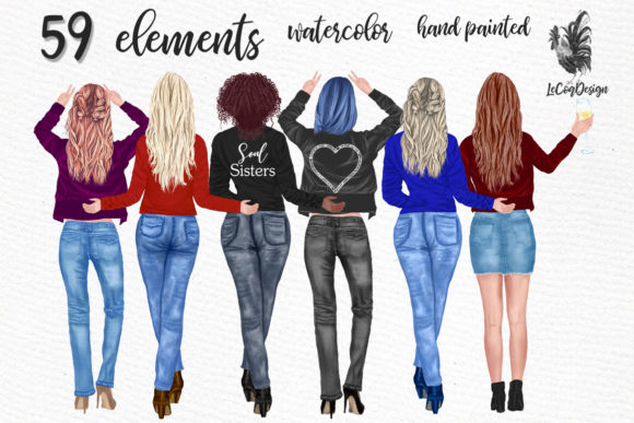 Best Friends Clipart Girls Back View: A Fresh Illustration for Lifestyle and Editorial Blogs