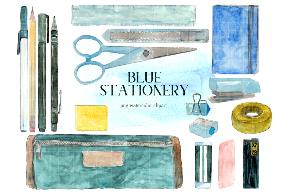 Blue Back to School Stationery Illustrations for Branding and Creative Design