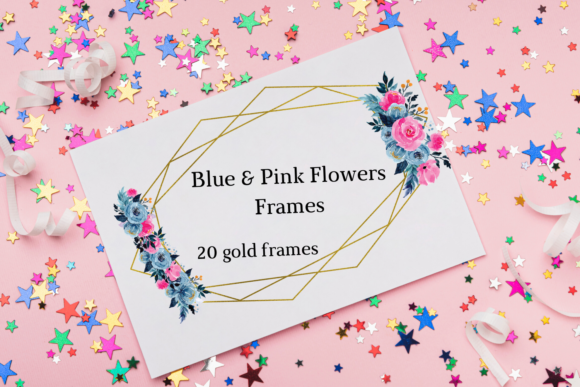 Blue Pink Romantic Geometric Frames Illustrations for Real Crafting
