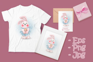 Cute Bunny Ballerina with Easter Egg Illustrations for Crafters & Etsy Sellers