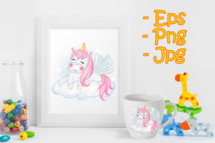 Cute Unicorns Sitting on the Clouds: A Whimsical Illustration for Playful Branding