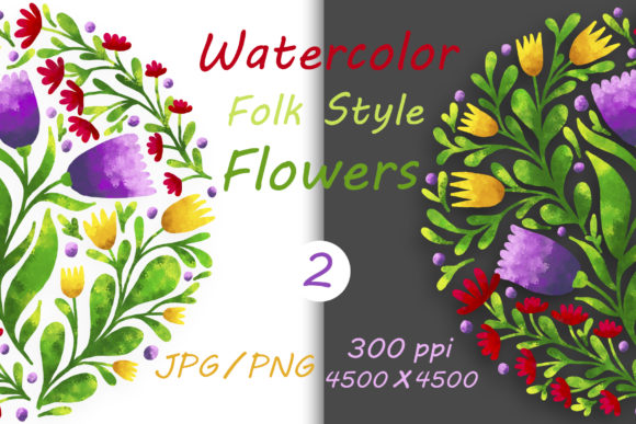 Flowers in Folk Style and Hand Drawn 02 – A Versatile Illustration Set for Content Publishers