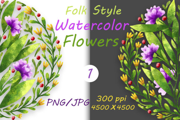 Folk-Style Floral Illustrations for Handmade Crafts and Digital Design