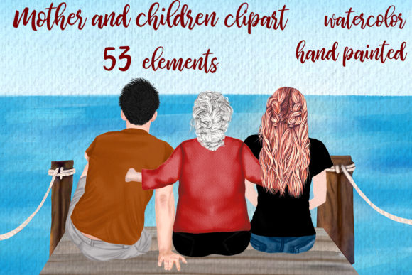 Mother, Granny and Children Clipart: A Warm, Editorial Illustration for Family-Centric Content