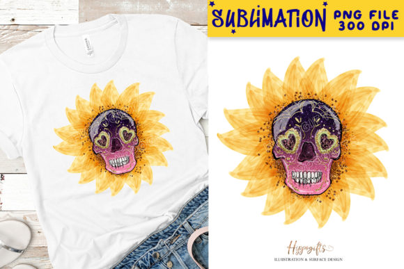 Sunflower Skeleton Illustration: A Fresh Editorial Design Asset