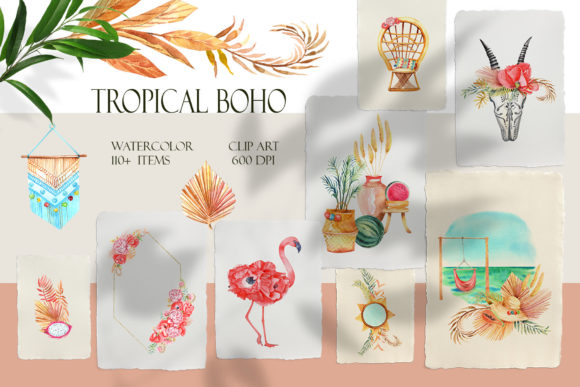 Tropical Boho Illustrations for Digital Sellers