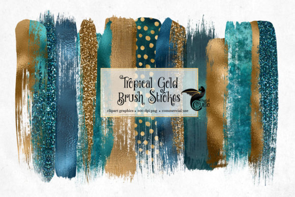Tropical Gold Brush Strokes Clipart: A Designer’s Take for Real Business Branding